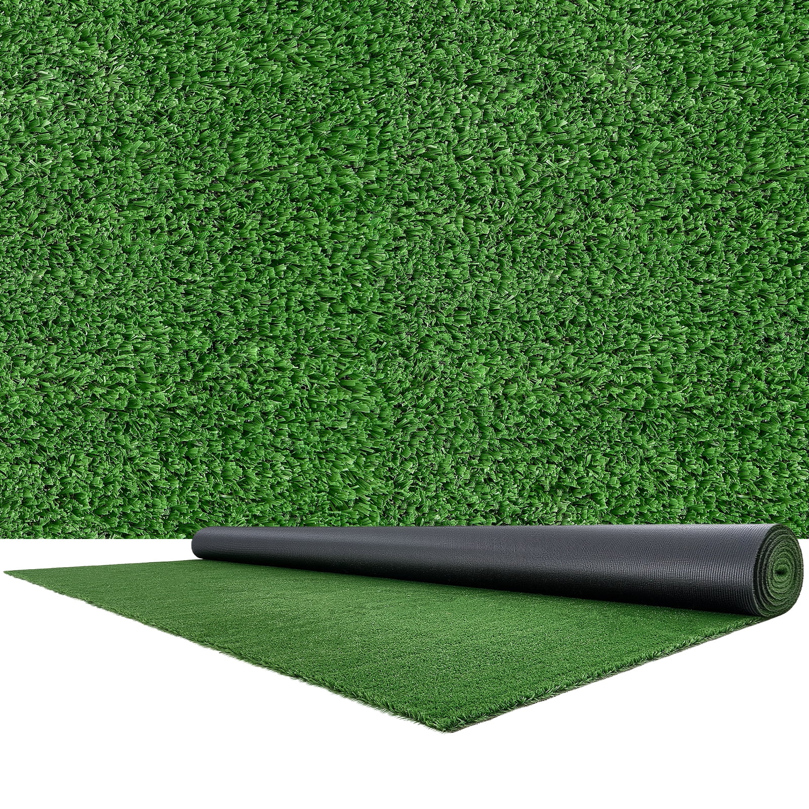 KFFKFF Artificial Grass, 18 x 10 ft Synthetic Turf Rug, 0.6 in Pile Height Realistic Lawn Carpet Roll Mat, Easy-to-Clean with Drainage Holes for Patio, Garden, Balcony, Outdoor and Indoor Use, Green