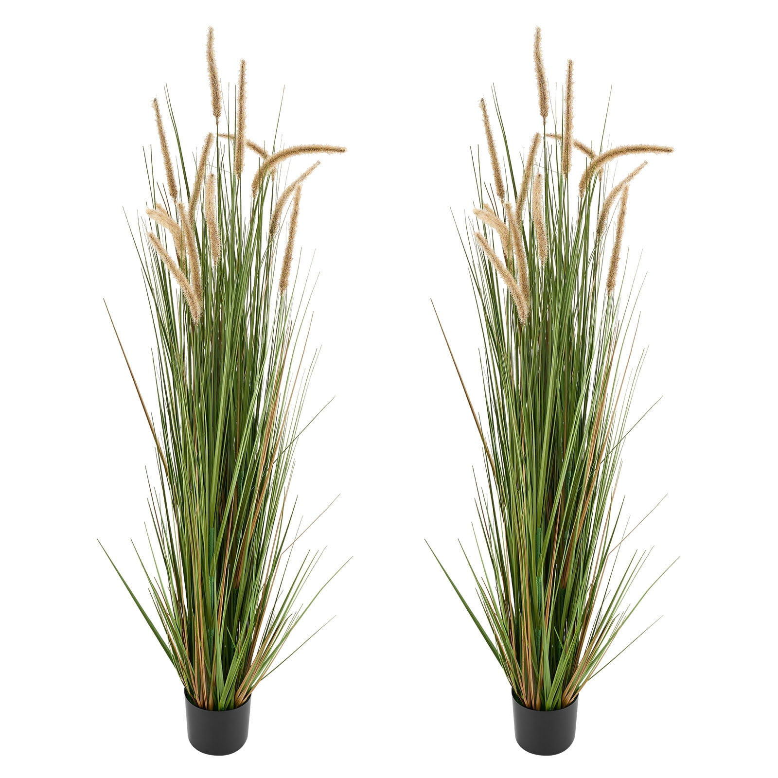 KFFKFF Artificial Grass Plant, 2-Pack 59-Inch Horsetail Reed Grass in Pot, High-Quality PVC Faux Greenery Shrubs for Indoor and Outdoor Decoration, Ideal for Home, Garden, Office