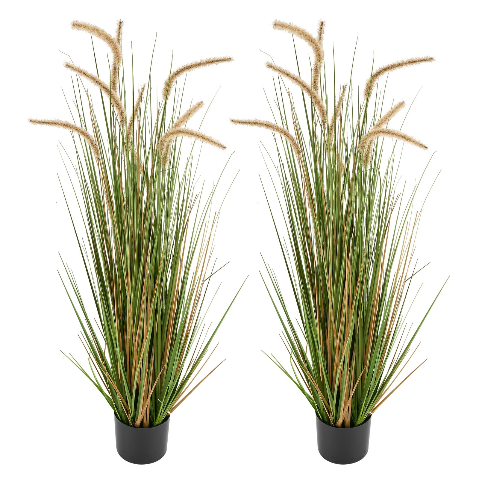 KFFKFF Artificial Grass Plant, Set of 2, 47-Inch Horsetail Reed Grass in Pots, Durable PVC Faux Greenery for Indoor and Outdoor Use, Ideal for Home, Garden, Office, or Room Décor
