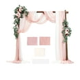 thumbnail image 1 of KFFKFF Artificial Wedding Arch Flowers Kit, Pink Floral Decorations with Drapes (Set of 5) - Includes 2 Floral Arrangements and 3 Sheer Drapes for Ceremony, Bouquets, and Backdrop Decoration, 1 of 9