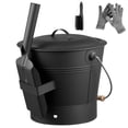 thumbnail image 1 of KFFKFF Ash Bucket Set with Lid, Shovel, Broom, and Gloves, Metal Charcoal Container for Fireplace and Fire Pits, 2.6-Gallon Capacity for Indoor and Outdoor Use, 1 of 9