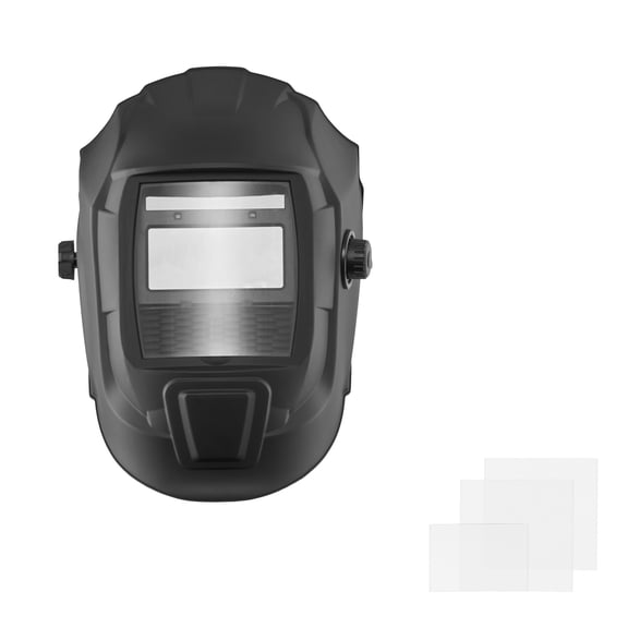 KFFKFF Auto Darkening Welding Helmet, 3.66" x 1.69" True Color Viewing Area, Solar Powered Mask with 2 Arc Sensors, Adjustable Shade 4/9-13 for TIG, MIG, ARC Welding and Grinding - Matte Black