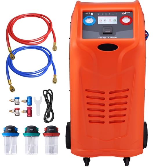 KFFKFF Auto-Operational Coolant Retrieval System for R134A+R1234YF - Air Conditioning Retrieval Kit with Integrated Digital Scale/Compressor/Storage Cylinder, HVAC Twin Cylinder Recovery Mechanism