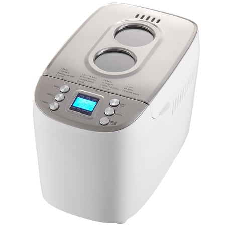 KFFKFF 15-in-1 Automatic Bread Maker, 3LB Programmable Bread Machine, Nonstick Ceramic Pan, Gluten-Free & Whole Wheat Mode, 3 Loaf Sizes, 3 Crust Shades, White
