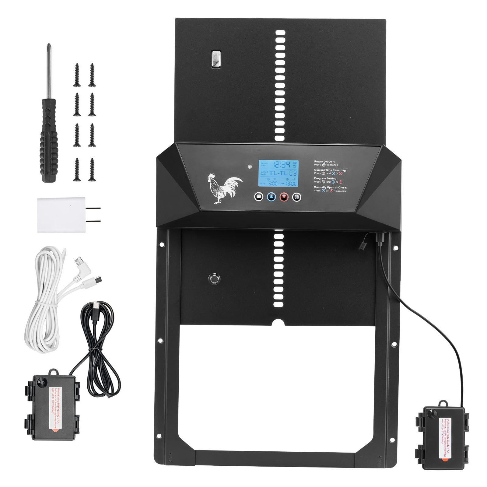 KFFKFF Automatic Chicken Coop Door, DC & Battery Operated with LCD ...