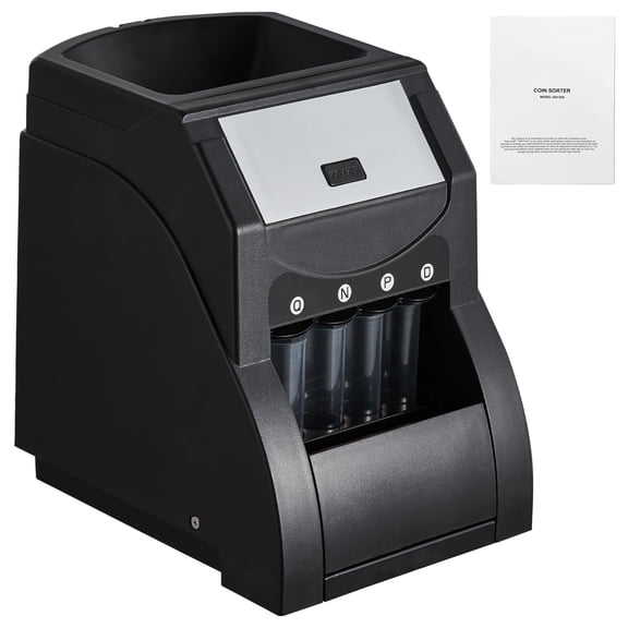 KFFKFF Coin Sorter for USD Coins, Sorts Coins 1, 5, 10, 25, 230 Coins/Minute, Coin organizer with 4 Tubes, Holds 200 Coins, Black