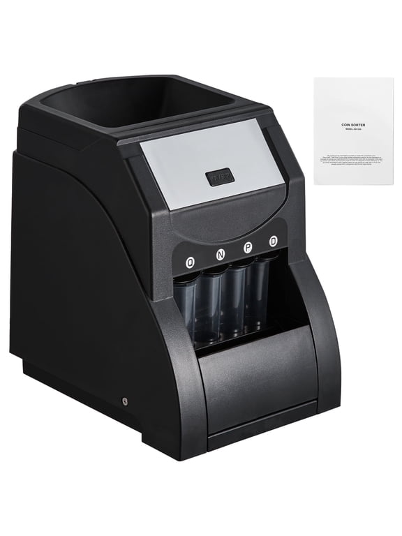 Coin Sorter for USD Coins, Sorts Coins 1, 5, 10, 25, 230 Coins/Minute, Coin organizer with 4 Tubes, Holds 200 Coins, Black