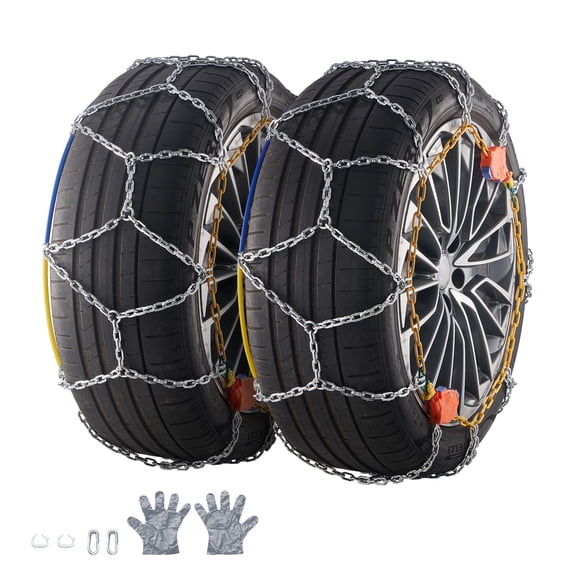 KFFKFF Automatic Grip Snow Chains, Diamond Pattern Grip Chains for Enhanced Traction, Durable Manganese Alloy Steel Tire Chains for Emergency Situations, Suitable for Cars, and Trucks (2-Pack)
