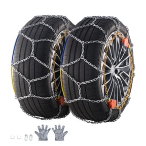 KFFKFF Automatic Grip Snow Chains, Diamond Pattern Stability Wheel Chains for Slip Prevention, Durable Manganese Alloy Steel Quick Install Tire Chains for Sizes 255/65-16, 255/60-18, 235/55-19