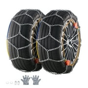 KFFKFF Automatic Grip Snow Chains, Diamond Pattern Stability Wheel Chains for Slip Prevention, Durable Manganese Alloy Steel Quick Install Tire Chains for Sizes 255/65-16, 255/60-18, 235/55-19