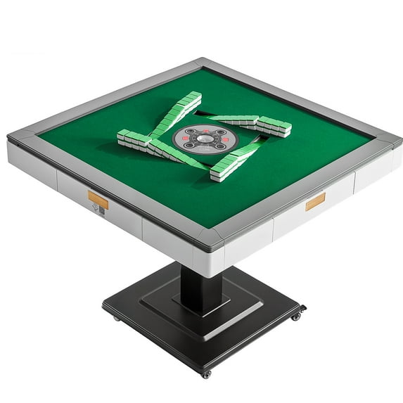 KFFKFF Automatic Mahjong Table with Wheels, Includes 2 Sets of 42 mm Tiles (152 Pieces), Foldable Design with Automatic Shuffling, Ideal for Home Use, Outdoor Activities