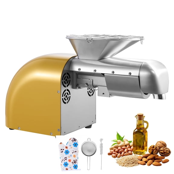 KFFKFF Automatic Oil Press Machine, 11 LBS/H Capacity, 1250W Electric Oil Extractor for Home and Commercial Use, 122572 Hot & Cold Pressing for Peanuts, Sesame, Soybeans, and Almonds