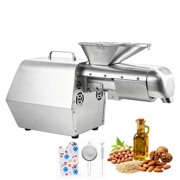 KFFKFF Automatic Oil Press Machine, 11 LBS/H Capacity, 1250W Electric Oil Extractor for Home and Commercial Use, 122572 Hot & Cold Pressing for Peanuts, Sesame, Soybeans, and Almonds