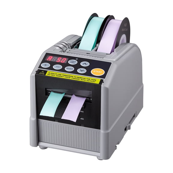 KFFKFF Automatic Tape Dispenser with 999mm Max Cut Length, 110V Electric Ribbon Cutter, Dual-Tape Functionality, Compatible with 660mm Width Tapes for Shipping, Packaging, and Gift Wrapping