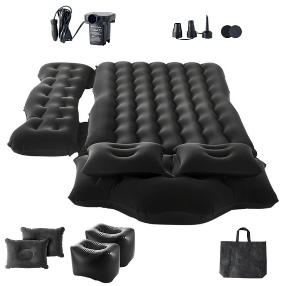 KFFKFF Automobile Air Bed, Back Seat Inflatable Camping Mattress, Velvety Travel Sleep Surfaces, Robust Portable Rest Pad with Air Inflation Device, Pair of Cushions, Inflation Spout, Transport