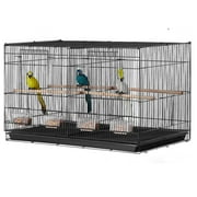 KFFKFF Avian Habitat, 18 inches, Compact Parakeet Enclosure with Partition, Robust Metallic Bird Free Flight Enclosure, Portable Aviary with 5 Roosts & 4 Food B
