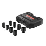 KFFKFF Axle Nut Impact Socket Set, 1/2" Drive, 12-Point Deep Metric 8-Piece Spindle Nut Socket Kit, CR-MO Heat-Treated Large Socket Set with Storage Case for Auto Repair and Axle Nut Installation