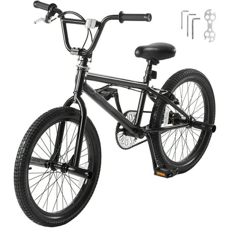 KFFKFF BMX Cycle, Freestyle Bike with 20-Inch Wheels, BMX Racing Cycle with 360° Rotator and 4 Pegs, Suitable for Novice to Skilled BMX Riders, BMX Bikes , Robust Hi-Ten Steel Frame