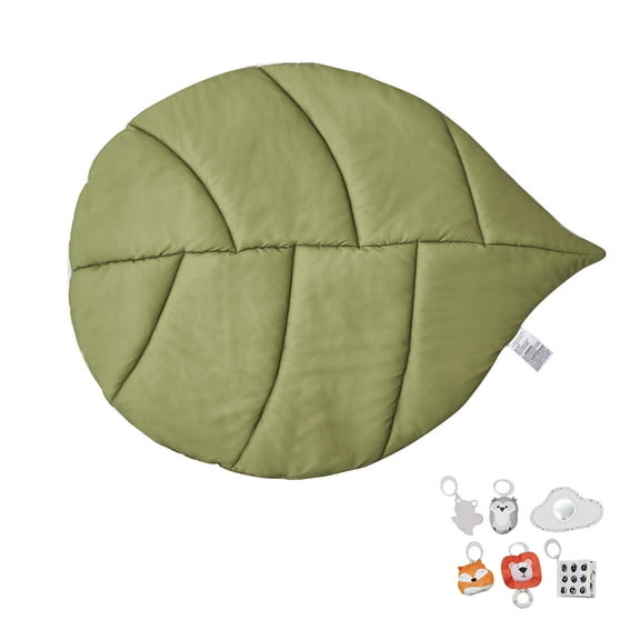 KFFKFF Baby Play Gym Mat with Sensory Toys, Large Leaf-Shaped Tummy Time Mat for Newborns and Infants, Ideal for Ages 0-18 Months, Supports Motor Skills and Early Cognitive Growth