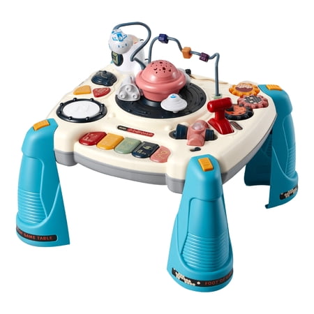 KFFKFF Baby Spacecraft Musical Activity Table for Toddlers, Space-Themed Learning Desk with Star Projector & 60+ Sounds, Educational Toy for Kids Aged 6 Months to 3 Years