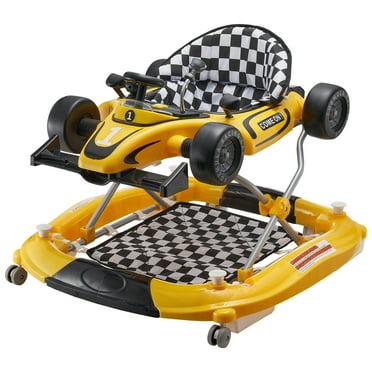 KFFKFF Baby Walker 4 in 1, Foldable Height Adjustable Baby Walker with Wheels, Infant Toddler Walker with Foot Pads, Anti-Fall Baby Walker With Steering Wheel