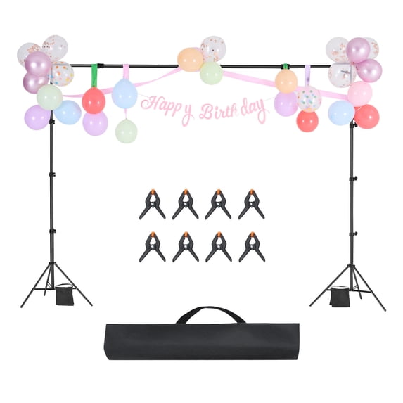 KFFKFF Backdrop Support, 7 x 10 ft Modifiable Picture Background Support Kit, Movable Backdrop Support with 3 Crossbars, Robust Projector Screen Support, for Photo Video Studio & Gathering