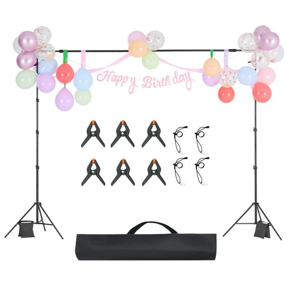 KFFKFF Backdrop Support, 8.5 x 10 ft Modifiable Picture Backdrop Support Set, Movable Scenery Backdrop Support with 2 Tripods, Robust Projector Screen Support, for Matrimony, Photography Video Studio