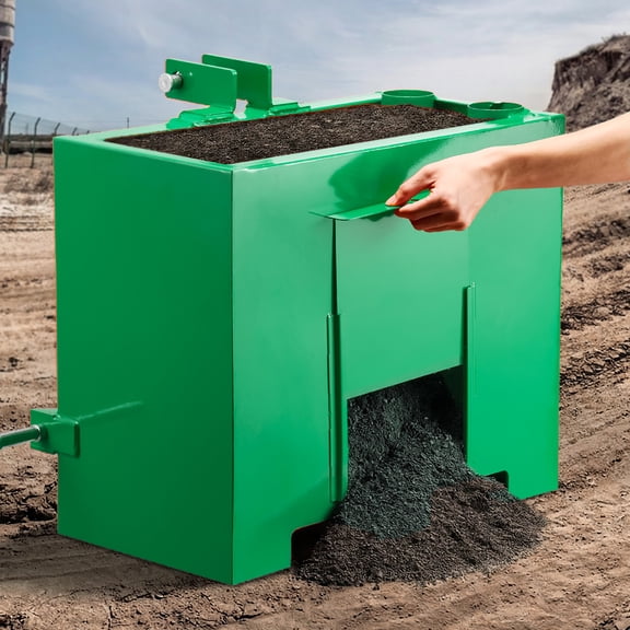 KFFKFF Ballast Box, 3-Point Category 1 Tractor Attachment with 800 lbs Capacity, Standard 2-Inch Hitch Receiver, Heavy-Duty Steel Construction, 3.2 ft³ Large Volume with Sliding Door, Green