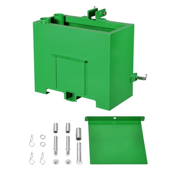 KFFKFF Ballast Box, 3-Point Category 1 Tractor Attachment with 800lbs Capacity, Compatible with 2-Inch Hitch Receiver, Durable Steel Construction, 4.3 ft Volume with Sliding Door, Green