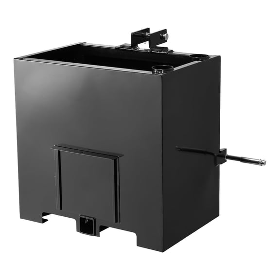KFFKFF Ballast Box for 3-Point Category 1 Tractors, 800 lbs Capacity, Equipped with 2-Inch Hitch Receiver, Robust Steel Construction, 5 ft Large Volume Loader Attachment with Sliding Door, Black