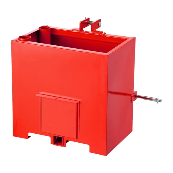 KFFKFF Ballast Box for 3-Point Category 1 Tractors, 800 lbs Capacity, Equipped with 2-Inch Hitch Receiver, Robust Steel Construction, 5 ft Large Volume Loader Attachment with Sliding Door, Red