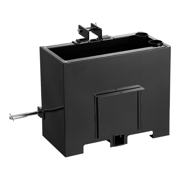 KFFKFF Ballast Box for 3-Point Category 1 Tractors, 800 lbs Capacity, Includes 2-Inch Hitch Receiver, Sturdy Steel Construction with 3.2 ft Large Volume and Sliding Door, Black