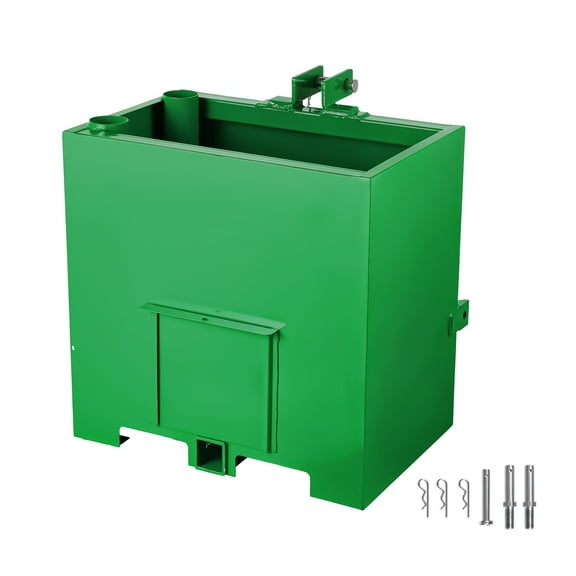KFFKFF 3 Point Hitch Ballast Box, 3 Point Category 1 Tractor Ballast Box for Max. 800lbs Load Capacity, 2 Inch Hitch Receiver, Thickened Steel Box with 5ft Volume , Sliding Door, Green