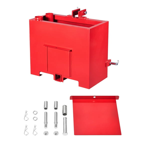 KFFKFF Ballast Container, 3-Point Category 1 Tractor Ballast with 800lbs Load Limit, Suitable for 2 Inch Hitch Receiver, Robust Steel 5 ft³ Spacious Loader Accessory with Movable Door, Red