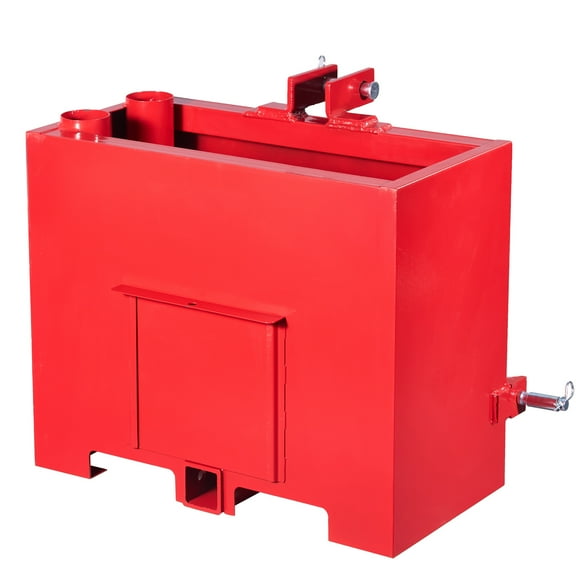 KFFKFF 3 Point Hitch Ballast Box, 3 Point Category 1 Tractor Ballast Box with 800lbs Load Limit, 2 Inch Hitch Receiver, Thickened Steel for 5 ft Spacious Loader Accessory with Sliding Door, Red