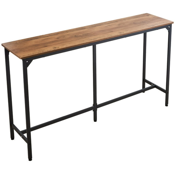 KFFKFF Bar Table, 1PCS 53 Kitchen Bar Table, Tall Dining Table with Smooth Rounded Edge, Rectangular High Top Table for Balcony or Living Room, Light Brown and Black, Extended Horizontal Layout