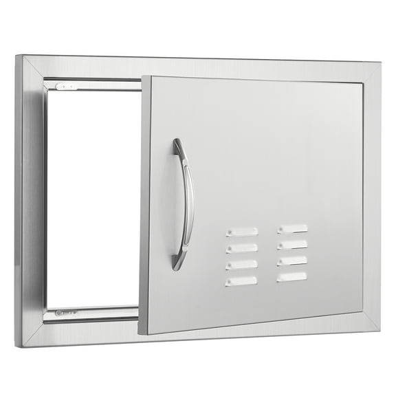 KFFKFF Barbecue Access Door, 20W x 14H Inch Individual Outdoor Cooking Door, Stainless Steel Inset Door, Wall Upright Door with Handle and Vents, for Barbecue Island, Grill Station, External Cabinet