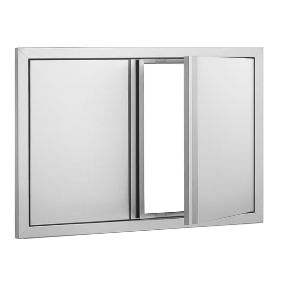 KFFKFF Barbecue Access Door, 30W x 21H Inch Dual Exterior Kitchen Door, Stainless Steel Inset Door, Wall Vertical Door with Inset Handles, for Barbecue Island, Grill Station, Outdoor Cupboard