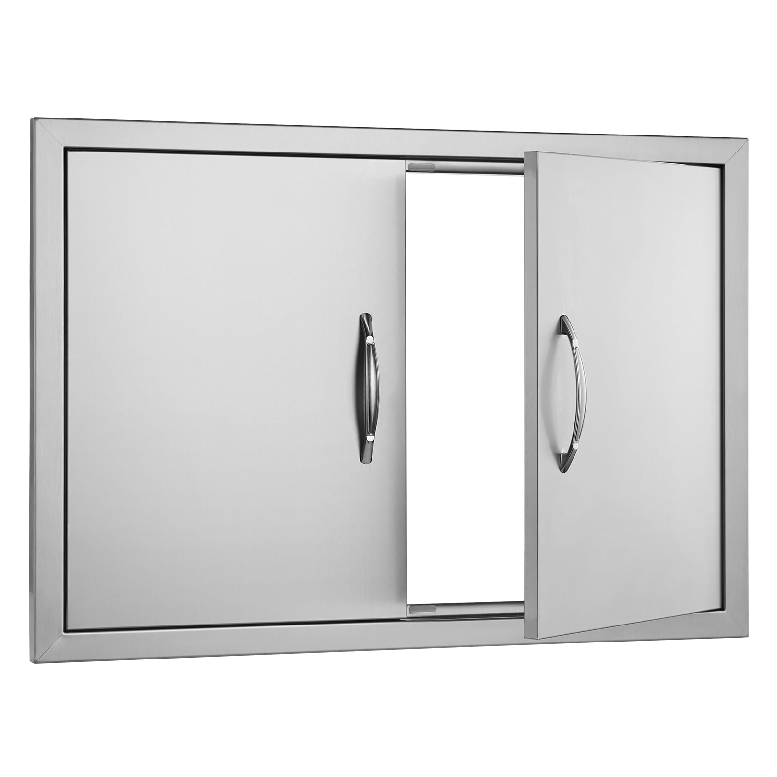 KFFKFF Barbecue Access Door, 30W x 21H Inch Dual Exterior Kitchen Door, Stainless Steel Recessed Door, Wall Vertical Door with Grips, for Barbecue Island, Grill Station, Outdoor Cupboard