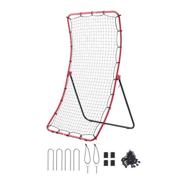 KFFKFF Baseball Softball Rebounder Net 4 x 5.5 ft Pitch Back Trainer, Adjustable Angles, Durable Steel Frame, Multi-Angle Bounce Back Net for Pitching and Fielding Practice, Return Training Aid