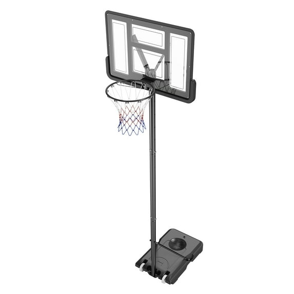 KFFKFF Basketball Set, Height Modifiable 4-10 ft Mobile Backboard System, 44 inch Basketball Ring & Target, Set for Children & Adults with Rollers, Stand, and Loadable Base