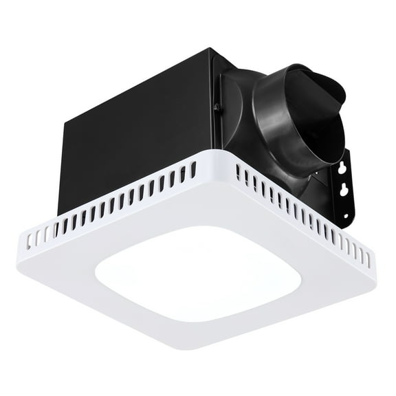KFFKFF Bathroom Exhaust Fan with LED Light, 130 CFM Ventilation Fan with Adjustable Color Temperature, Quiet 1.5 Sones Operation, Durable AC Motor for Laundry, Storage, and Home Use, White