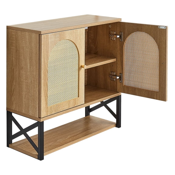KFFKFF Bathroom Wall Cabinet with 2 Doors and Adjustable Shelf, Wall-Mounted Organizer for Over-the-Toilet Storage, Hanging Unit with Shelves and Open Partition for Kitchen, Laundry Room, or Restroom