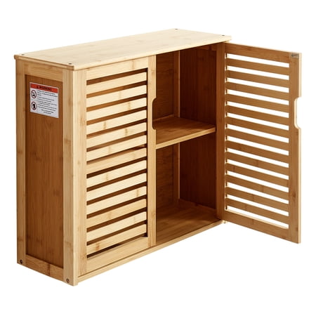 KFFKFF Bathroom Wall Cabinet with Adjustable Shelf, 2 Doors and 3 Height Levels, Wall-Mounted Organizer for Storage in Laundry Room, Kitchen, or Restroom