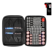 KFFKFF Battery Organizer Storage Box with Tester BT-168, Waterproof Case with Zipper, Holds 167 Batteries AA AAA C D 9V Button, Black Box Only