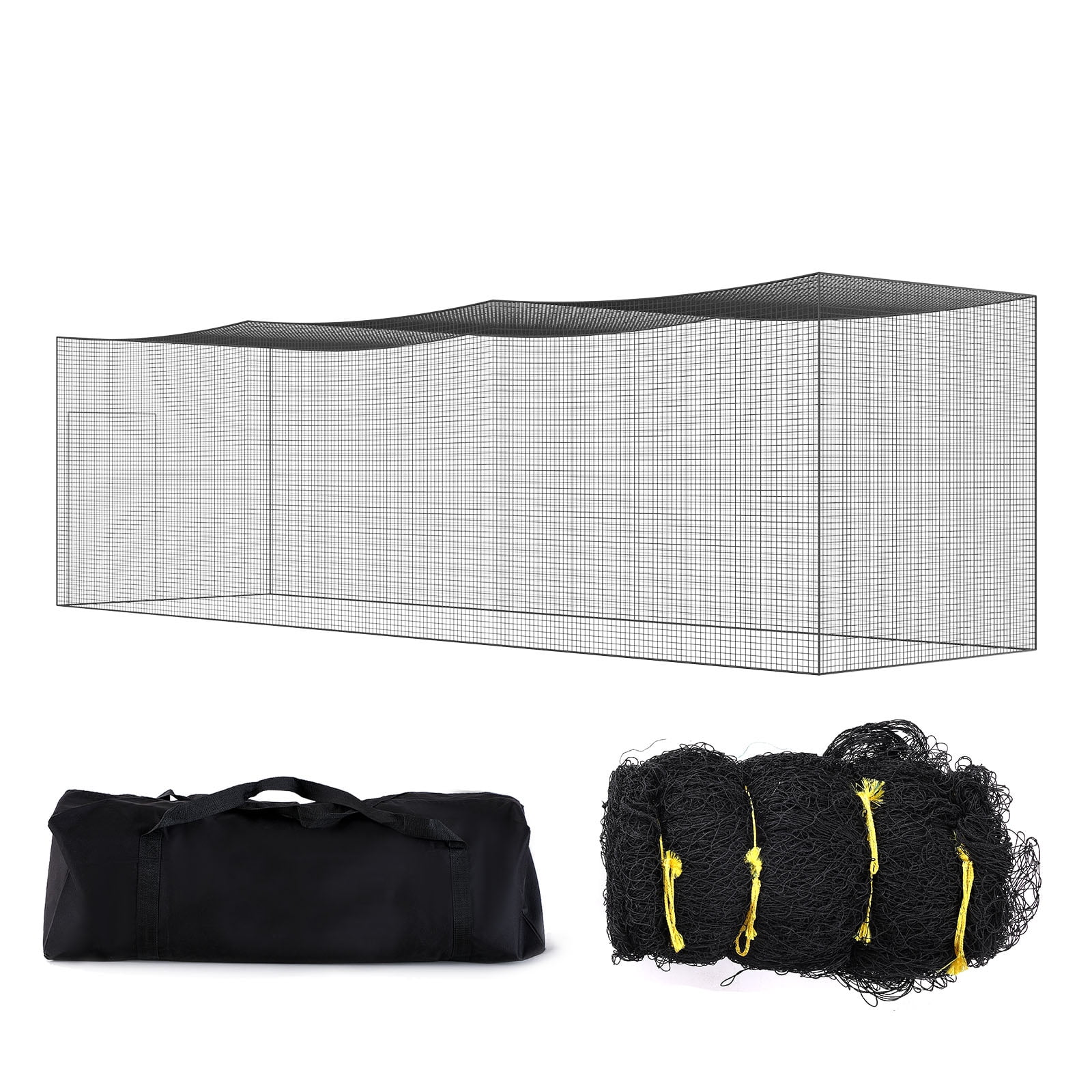 KFFKFF Batting Cage, 35x10x10FT Softball and Baseball Batting Cage Net (MESH ONLY), Baseball or Softball Batting and Pitching Practice Mesh with Entryway & Transport Sack, Robust Encased PE Mesh