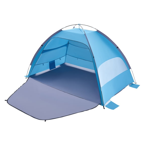 KFFKFF Beach Tent Sun Shelter for 4 People, UPF 50+ Sun Protection, Portable Canopy with Carry Bag & Sand Pockets, Lightweight and Easy to Set Up for Camping, Fishing, and Outdoor Picnics