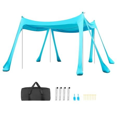 KFFKFF Beach Tent Sun Shelter, UPF50+ UV Protection, 6.6 ft Height, 10 x 10 ft Coverage, Quick Setup Canopy with Sandbags, Support Poles, Sand Tools, Lightweight Shade for Outdoor Activities,Green