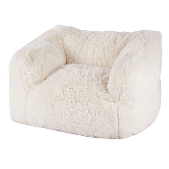 KFFKFF Bean Bag Seat, Armchair Style BeanBag for Grown-ups, Soft Furry Fabric & Dense Foam Interior, Adult Bean Bag featuring Zapper, Cozy Lounger Perfect for Lounge, Sleeping Area, in Beige