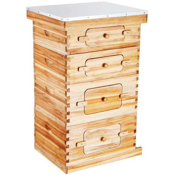 KFFKFF Bee Hive Langstroth Kit of 20 Deep Frames & 20 Medium Frames with Acrylic Windows